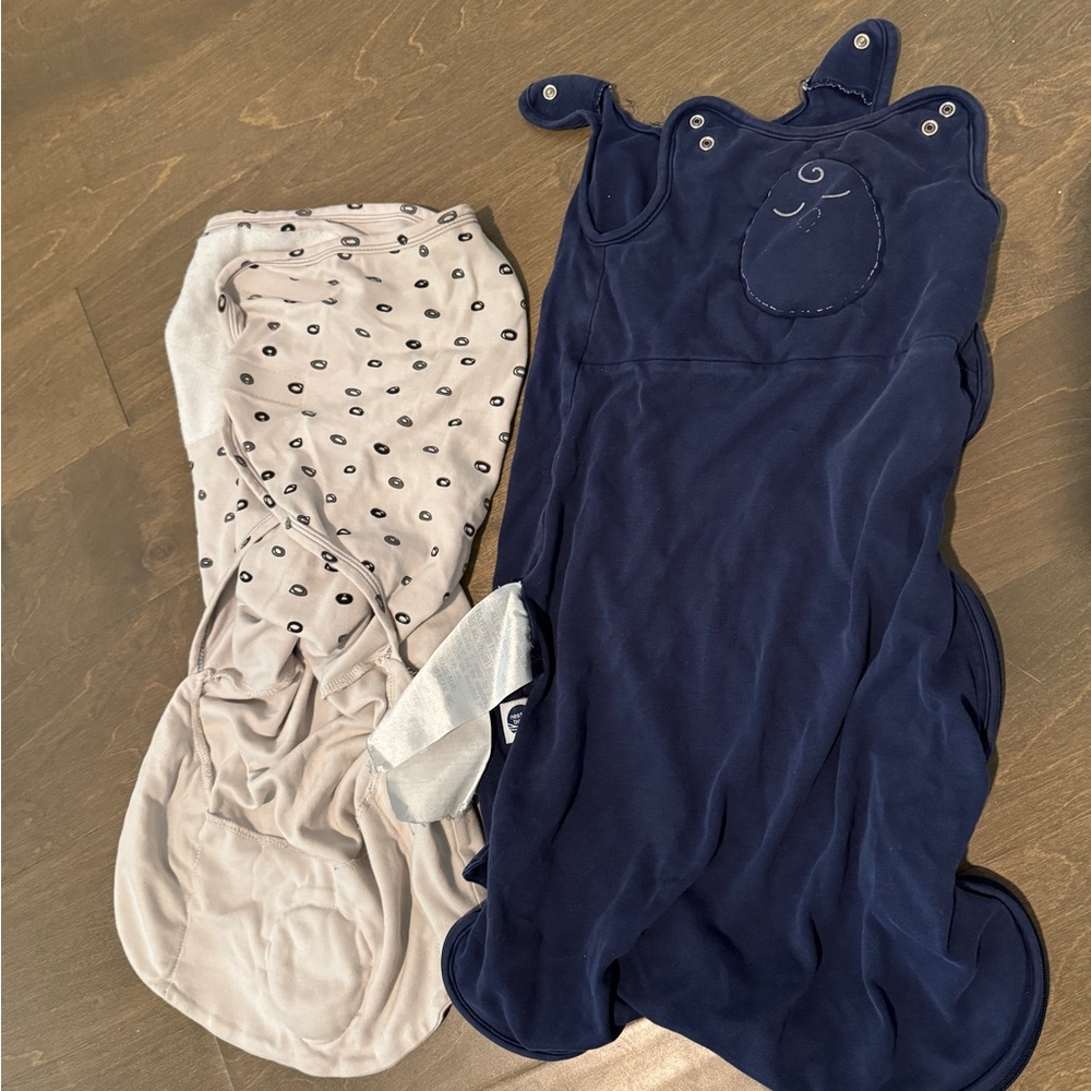 Nested Bean Kids Pajamas Sleep Sacks - Navy and Light Gray
